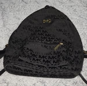 Michael Kors Black MK Logo Backpack with Gold Hardware
